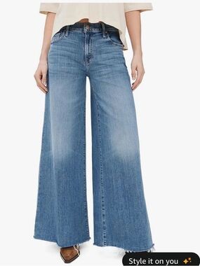 MOTHER Swisher Sneak Fray Jeans Boogie Down Blue Size 31